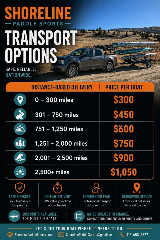 Shoreline Paddle Sports Transport Costs